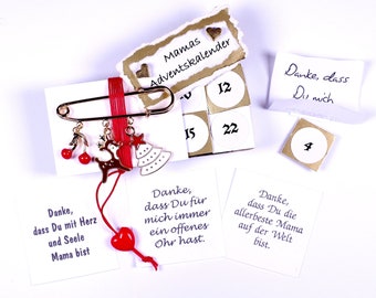 Adventskalender gefüllt,beste Mama,Mutter,Sprüche,Reh,Brosche,Weihnachten,Herz,Advent,Geschenk Mama,Tannenbaum,Streichholzschachtel,Papier