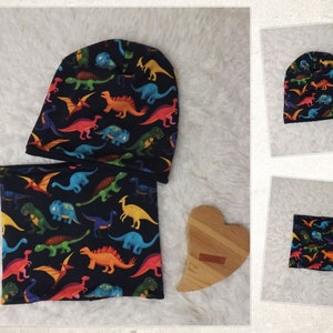 Beanie Neck Sock Dinosaur Blue Jersey Kids KU 42-58