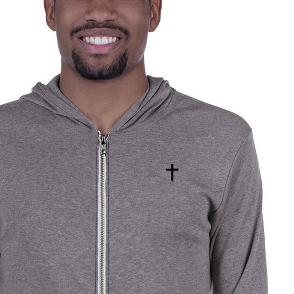 Christian Cross Logo Fitted Soft Wash Zip Up Hoodie
