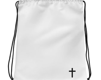 Christian Cross Logo Drawstring Bag