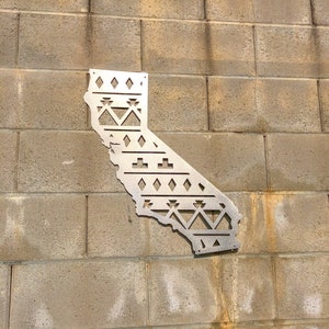 Southwest California Yard Art Southwest Style Metal Art California Cut Out Metal California Sign Sanded with clear