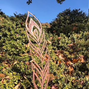 Metal Peacock Feather - Yard Art - Tribal Feather - Peacock Yard Feather - Peacock Feather