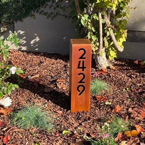 Address Sign - Yard Address Sign - Rusted -Small- Custom Address Sign - Address Sign For Driveway.