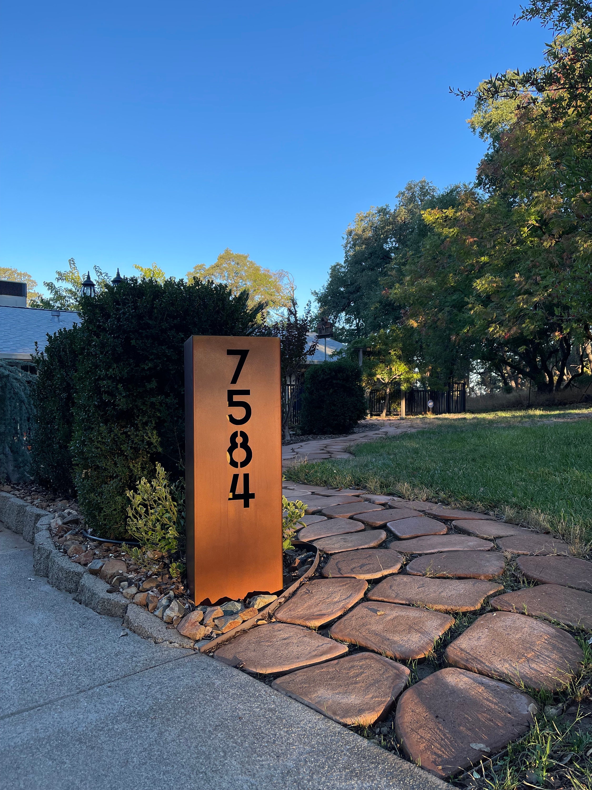 Address Sign -XL- Yard Address Sign - Rusted - Adjacent Sided - Custom ...