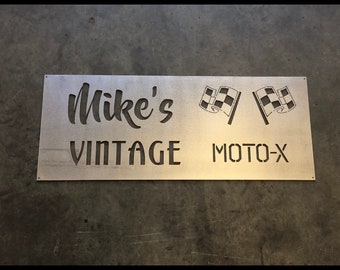 Vintage MOTO-X Metal Sign- Customizable Steel Wall Art-Wall Art- Mikes Vintage MOTO-X Sign-