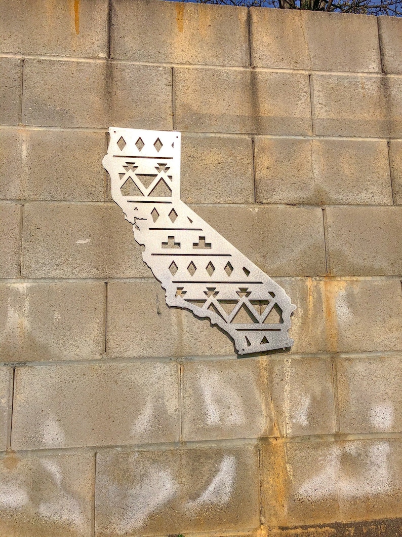 Southwest California Yard Art Southwest Style Metal Art California Cut Out Metal California Sign Sanded with clear