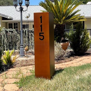 Address Sign -XL- Tall - Yard Address Sign - Rusted - Adjacent Sided - Custom Address Sign - Address Sign For Driveway - XL Address Sign -