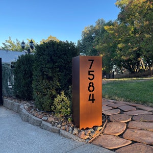 Address Sign -XL- Yard Address Sign - Rusted - Adjacent Sided - Custom Address Sign - Address Sign For Driveway - XL Address Sign -