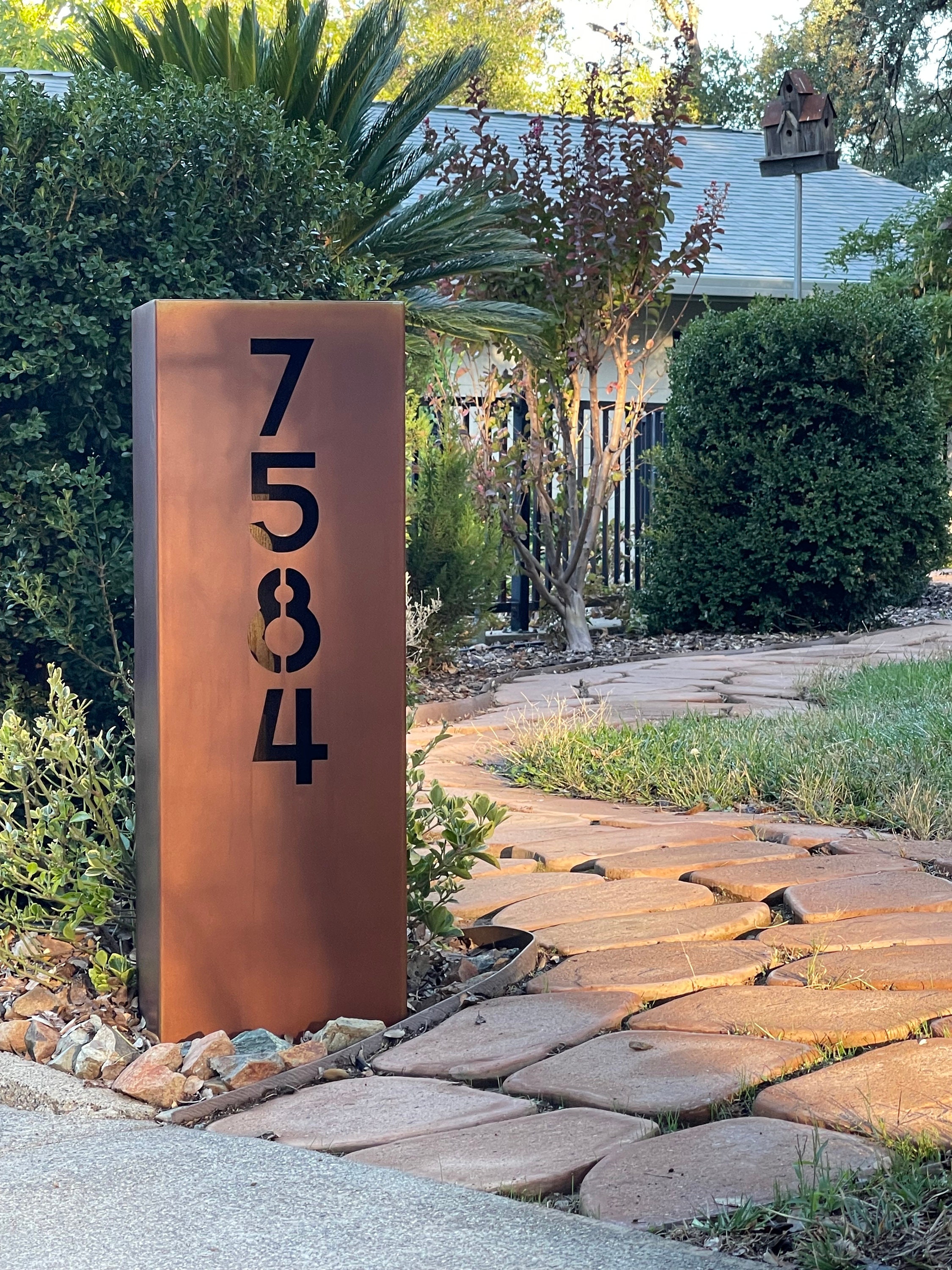 Address Sign -XL- Yard Address Sign - Rusted - Adjacent Sided - Custom ...