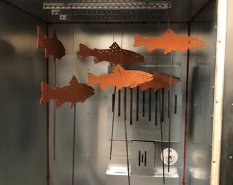 Large Fish Garden Art, Set of 3 Fish, Trout Metal Garden Decor,