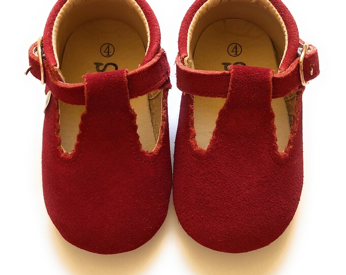 burgundy baby girl shoes