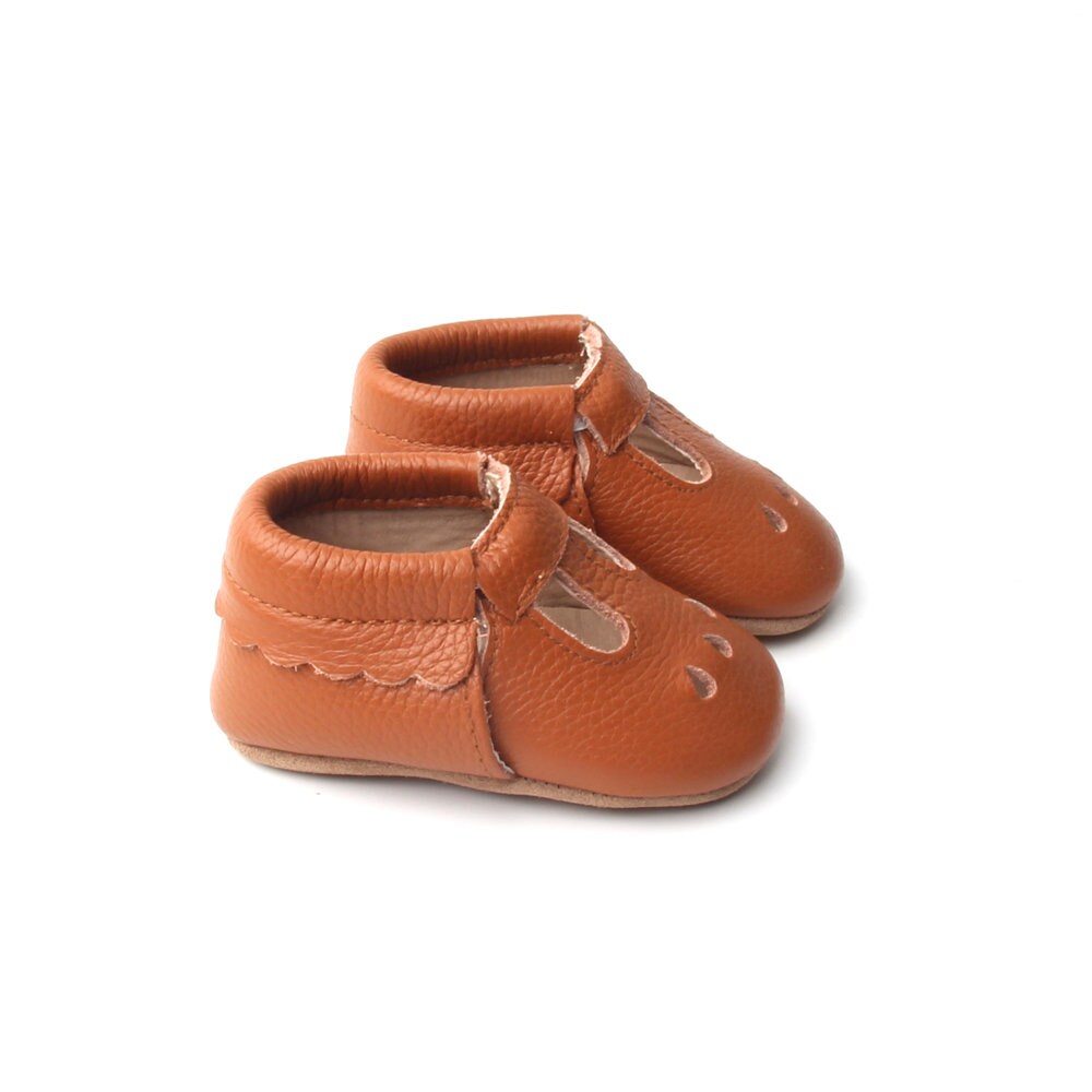 Baby Mary Janes Brown, AntiSlip baby moccasins, Baby