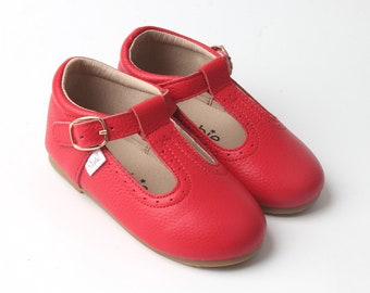 Starbie Soft-Sole / Hard-Sole Baby Mary Janes - Red, Baby T-Bar Shoes, Toddler Mary Janes, Toddler Tbar shoes, Toddler Shoes