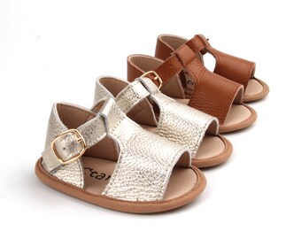 white leather baby sandals