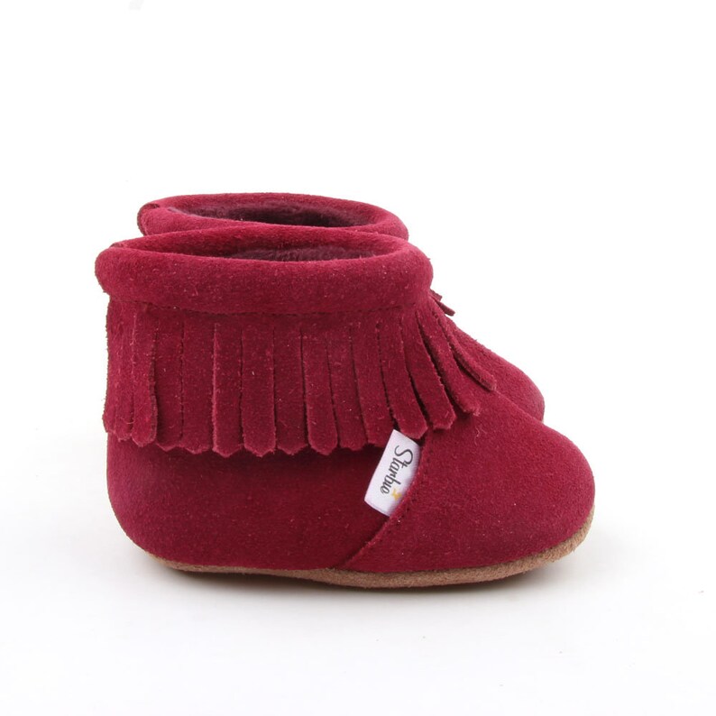 Starbie Burgundy Baby Boots Baby Moccasins Red Toddler Etsy