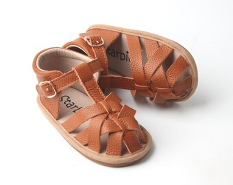 Brown Soft-Sole Sandals, Toddlers Sandals, Non-Slip Toddler Sandals, Baby Girl shoes, Baby Leather Shoes, Toddler Sandals for Boys & Girls