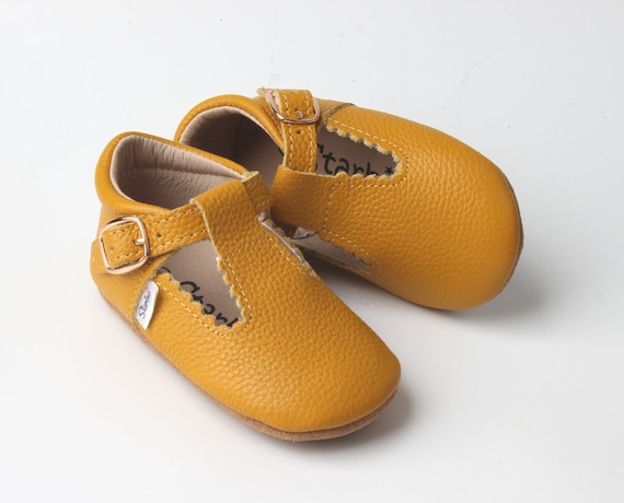 Soft-Sole Baby Mary Janes - Yellow, Baby T-Bar Shoes, Toddler Mary Janes, Toddler Tbar shoes, Toddler Shoes, Baby Shoes, Baby Mary Janes