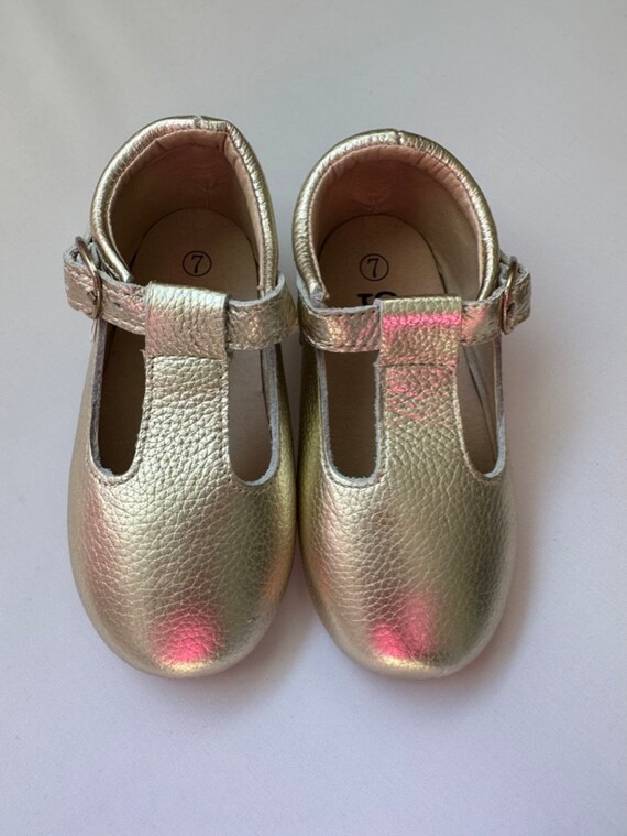 Special Sale Size 7 Hard-Sole Toddler Mary Janes Gold, Toddler T-Bar Shoes, Toddler Mary Janes, Toddler Tbar shoes, Toddler Shoe