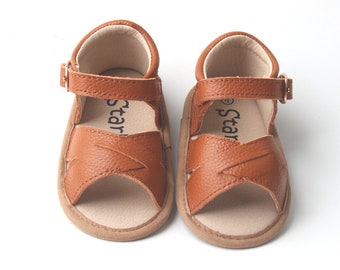 Brown Soft-Sole Sandals, Toddlers Sandals, Non-Slip Toddler Sandals, Baby Girl shoes, Baby Leather Shoes, Toddler Sandals for Boys & Girls