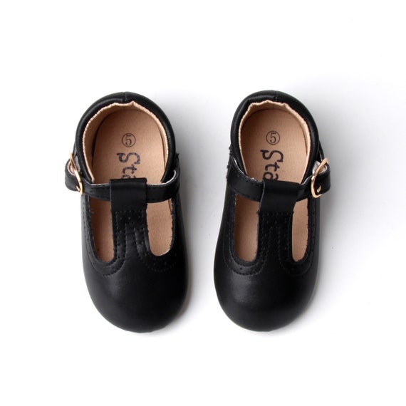 Size 5 & 6 Soft-Sole Baby Mary Janes - Black, Baby T-Bar Shoes, Toddler Mary Janes, Toddler Tbar shoes, Toddler Shoes