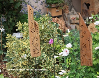 Insektenhotel, 2 er Set,  Eiche, Windspiel, Bienenhotel, geölt, Gartendeko, Gartenstecker