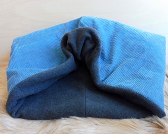 Sleeping bag denim blue with Berber fleece 70 cm x 70 cm