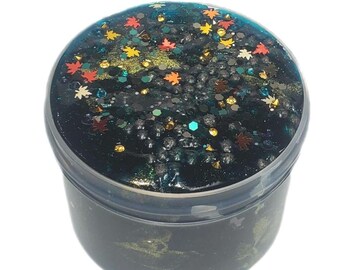 Fall Nights - clear slime, semi-floam slime, shimmery slime, scented slime, DCSensoryShop