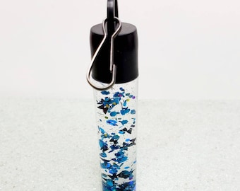 Butterfly Garden- choose color - keychain sensory bottle, calm down bottle, stress toy, fidget toy