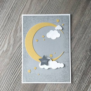 Carte Enfant Étoile - Carte de deuil pour un enfant décédé - Bébé - Grande Lune - Personnalisation possible - conçue très personnellement
