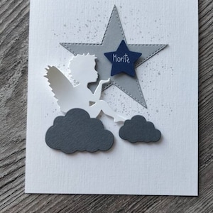 Carte de deuil enfant étoile pour un enfant bébé décédé - prénom sur une petite étoile - sincères condoléances avec personnalisation très personnelle