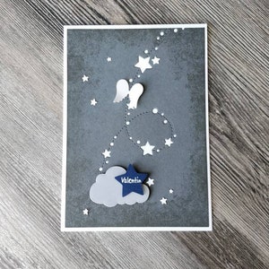 Sternenkind Trauerkarte für ein verstorbenes Kind - Baby - Name auf kleinem Stern - Sternenkind - Personalisierung möglich - Beispiel Junge