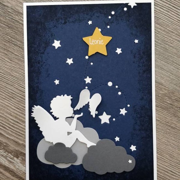 Karte Sternenkind - Trauerkarte für ein verstorbenes Kind - Baby - Engel im Himmel - Personalisierung möglich - sehr persönlich gestaltet