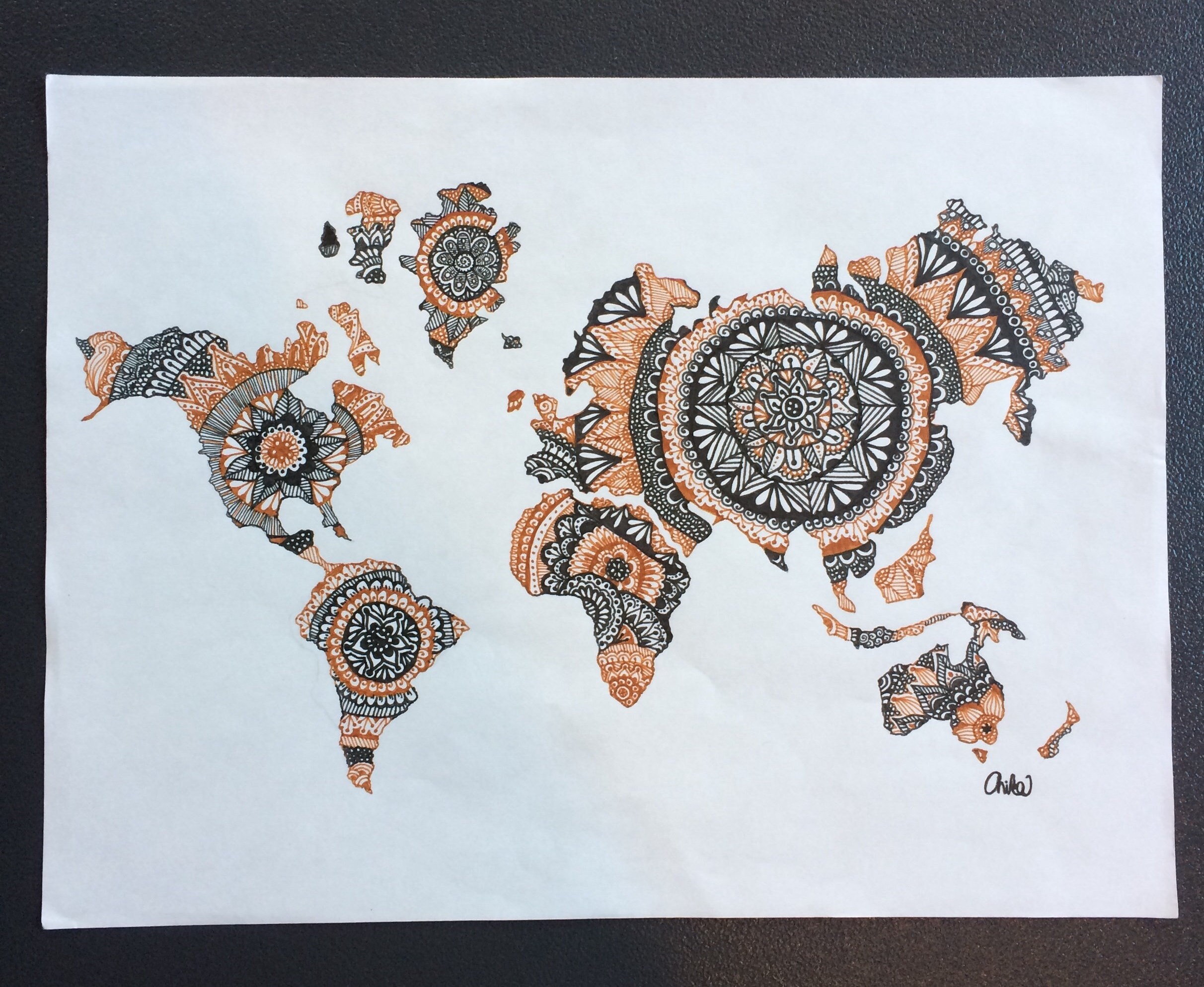 Zentangle-World Map | Etsy