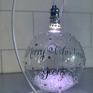 Personalised LED Light Up Christmas Bauble Tree Decoration Gift