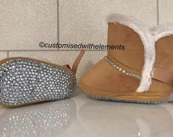 Baby Bling Crystal Sheepskin Style Snowboots 0/6 6/12 Months Perfect for Christmas!