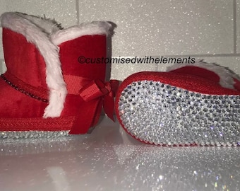 Baby Bling Crystal Sheepskin Style Snowboots 0/6 6/12 Months Perfect for Christmas!