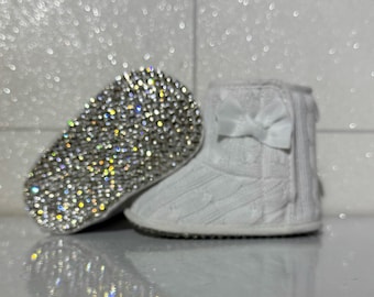 Baby Crystal Cable Knit Snow Boot 0/6 Months Christmas Gift