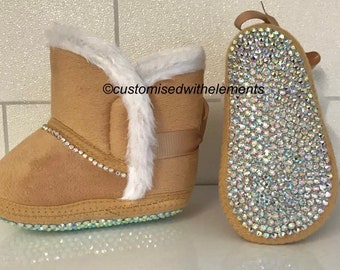 Baby Bling Crystal Sheepskin Style Snowboots 0/6 Months Perfect For Christmas!