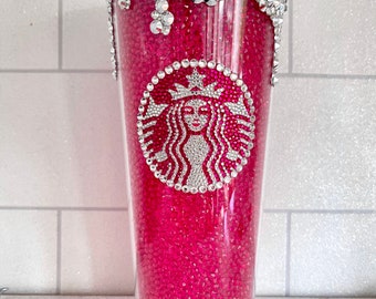 Starbucks Magenta Crystal Filled Drip Venti Cup &Straw Perfect Gift