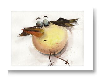 Postkarte - schräger Vogel - Kunstdruck