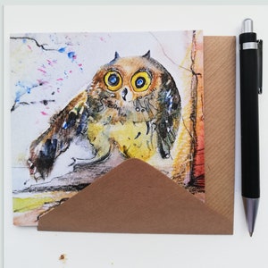 Eule Grußkarte Kunstdruck