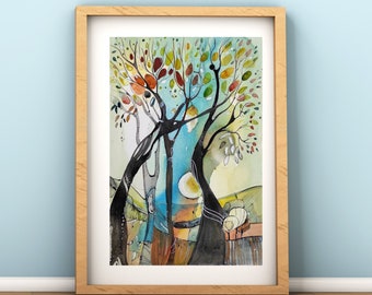 Decorative tree picture original painting