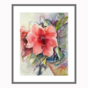 poinsettia flowers watercolor painting