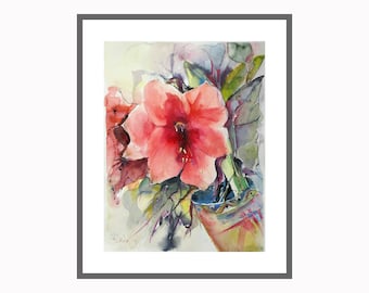 Poinsettia flowers watercolor image