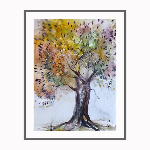 Strahlender Baum Zeichnung Unikat Malerei