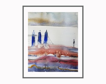 Aquarell Kleinformat Original - maritimes Bild