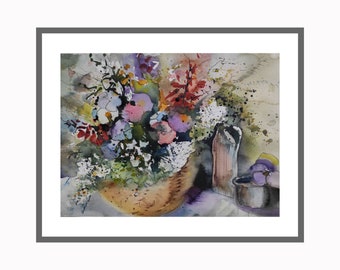 Basket Blossoms Original Painting Picture