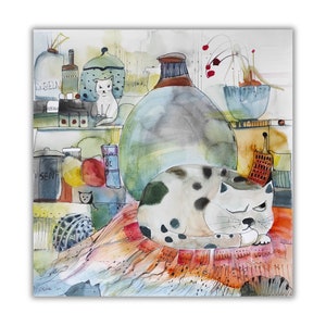fighting cat painted funny picture