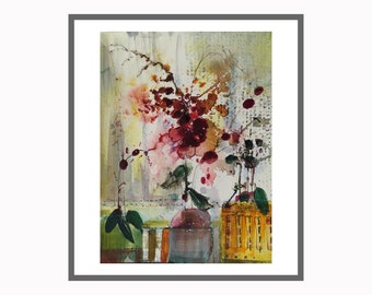 Flowers in the window abstract painting