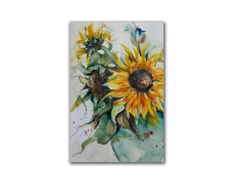 Sunflower picture original watercolor painting